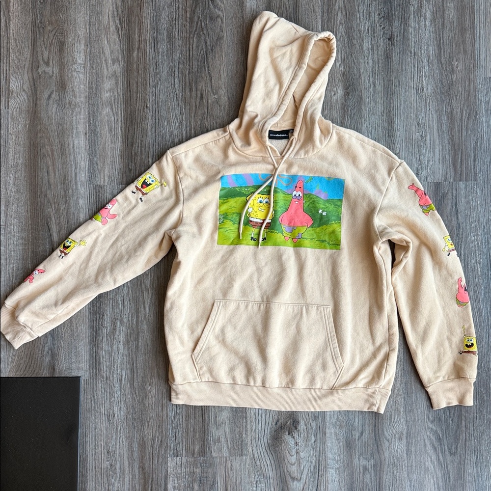 Beige Hoodie with Sponge Bob & Patrick